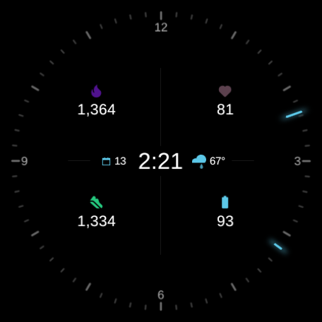 Pulse watch face, Icon Stack style