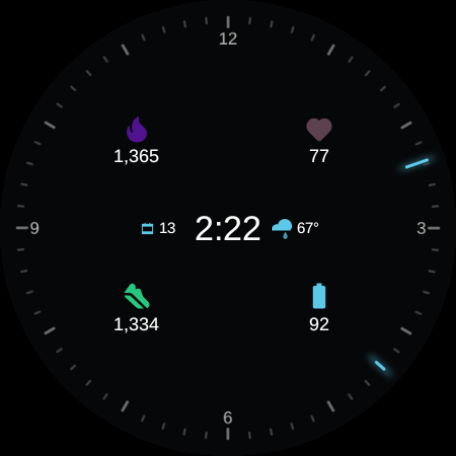 Pulse watch face, Bold Icons style