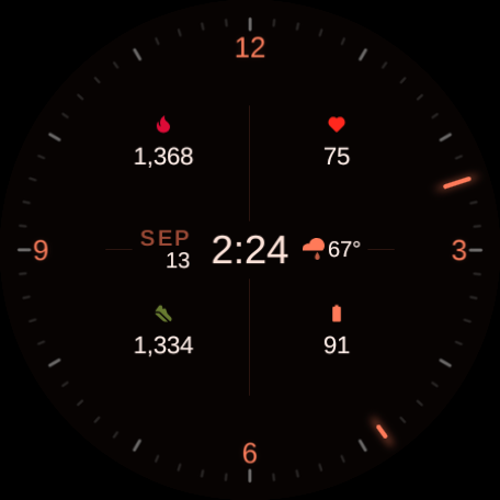 Solstice watch face, Ember style