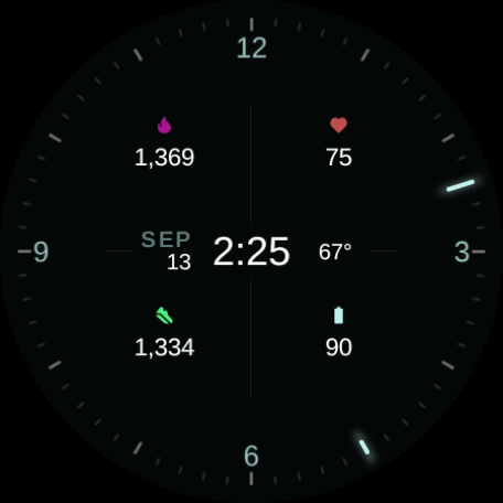Tide watch face, Sea Glass style