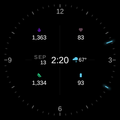 Clarity watch face, Hairline style